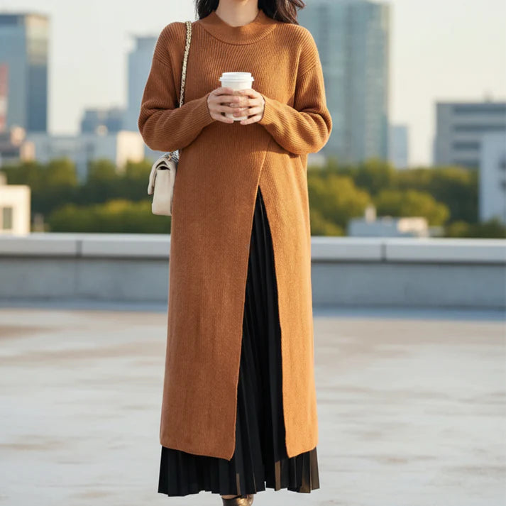 ELODIE™ – アーキテクチュラルスプリットニットドレス